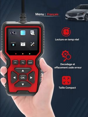 Scanner OBD2 Universel TRIOTEK – Diagnostic Auto Multimarques, Affichage LED 2,8", Outil de Lecture et Effacement des Codes Défaut