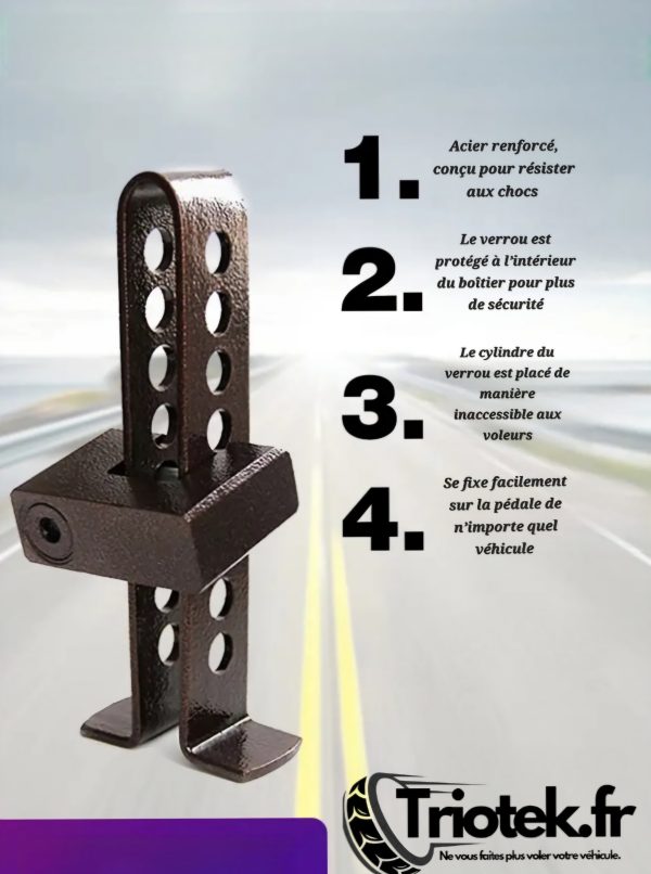 Bloque-Pédale Antivol Voiture Universel – Sécurité Renforcée Anti-Démarrage